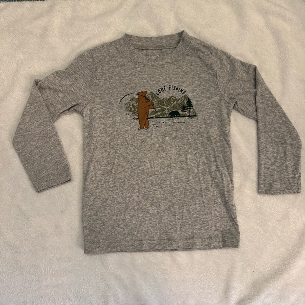 3/$21 Gray Long Sleeve Kids Shirt with Bear Print